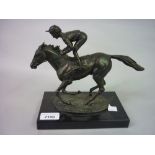 20th Century bronze entitled ' Champion Finish of Lester Piggott on Nijinski ', signed in the bronze