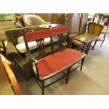 Edwardian mahogany and marquetry inlaid two seat drawing room sofa with pierced splat back, padded