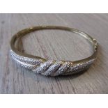 9ct Gold diamond set bangle 12g