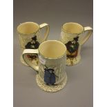 Set of three Royal Doulton Seriesware pottery mugs