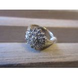 9ct White gold multiple diamond set cluster ring