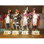 Set of seven Capo di Monte porcelain military figures in 19th Century uniforms