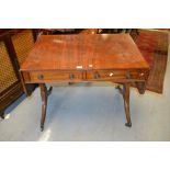 Early 19th Century mahogany drop leaf sofa table with two frieze drawers raised on rectangular and
