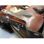 Large cased 20th Century Indian sitar