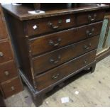 George III mahogany straight front chest of two short and three long drawers with brass handles