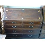 Good quality George III mahogany and inlaid bureau, the fall front enclosing a fitted interior above