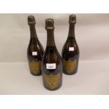 Three bottles Moet Chandon Dom Perignon champagne 1990