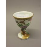 Small 20th Century Chinese cup painted with birds and foliage, signed with character mark to base (