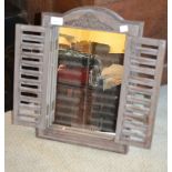 Modern stained wooden mirror with shutter doors