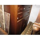 20th Century oak side cabinet having two long drawers with wooden handles above two panel doors