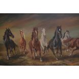 Oil on canvas, study of horses, signed H. Riedmann