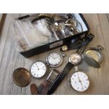 Two silver cased pocket watches (at fault), together with a quantity of wristwatches and watch
