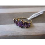 18ct Yellow gold five stone amethyst ring