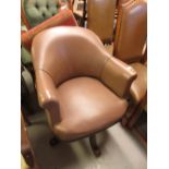 Early 20th Century upholstered swivel office chair