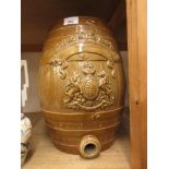 19th Century stoneware barrel relief moulded with a Royal crest