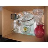 Glass figure of a horse, ice bucket, perfume bottle and sundry other glassware