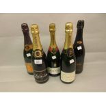 Four various Champagnes, Lanson, Veuve Clicquot, Bollinger and French Connection, together with