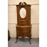 19th Century French figured walnut inlaid and ormolu mounted side cabinet with a bevelled mirror