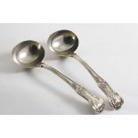 A PAIR OF VICTORIAN KING'S PATTERN SAUCE LADLES by George Adams, London 1864; 5.5 oz (2)