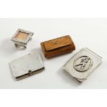 AN EARLY 19TH CENTURY FLAT RECTANGULAR STAMP CASE with a sliding cover & gem-set boss, by Ahronsberg