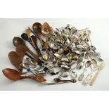 A LARGE QUANTITY OF SOUVENIR SPOONS from around the world (including some plated, some wooden,