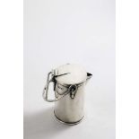 A LATE VICTORIAN NOVELTY CREAM JUG in the form of a milk pail with wire swing handle & hook, gilt