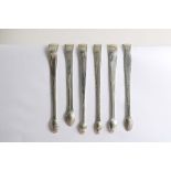 BEAD PATTERN:- Six pairs of George III sugar tongs (two pairs initialled), all London-made; 6 oz (