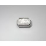 A JAMES II / WILLIAM & MARY SILVER AMMATORY SPICE BOX of canted rectangular form with engraving, the