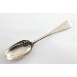 INVERNESS:- A George III table spoon, initialled "AB", by Thomas Borthwick; 8.4" (21.4 cms) long;