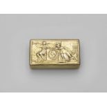 ADMIRAL LORD NELSON: A George III silvergilt memento-mori snuff box, rectangular with bands of