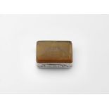 JUDAICA: An early Victorian silver-mounted agate snuff box, rectangular with engraved sides and a
