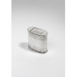 A GEORGE II SCOTTISH SILVER SNUFF MULL of "upright" form and oval section, with moulded borders, the