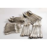 A COLLECTED OR HARLEQUIN PART SERVICE OF KING'S PATTERN FLATWARE INCLUDING:- A set of twelve table