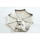 A VICTORIAN NOVELTY PIN DISH shaped and embossed in relief to resemble a spider monkey under an