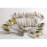 A MISCELLANEOUS FLATWARE LOT (to include Continental & American):- Six various table spoons, seven
