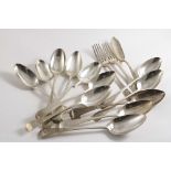 OLD ENGLISH PATTERN:- Twelve various George III table spoons (to include a Newcastle example & a