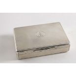 A VICTORIAN LARGE RECTANGULAR SNUFF BOX with engine-turned decoration & a circular cartouche on