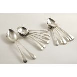 TWENTIETH CENTURY OLD ENGLISH PATTERN FLATWARE:- Two table spoons, six dessert spoons and six soup