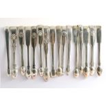 ASSORTED PATTERNS:- Sixteen various pairs of sugar tongs to include Fiddle thread, King's Husk,