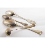 ABERDEEN:- A toddy ladle with a "Celtic" point initialled "D" and a similar masking spoon,
