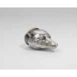 A WILLIAM IV SILVER SNUFF BOX in the form of a fox mask with textured fur, the hinged oval cover