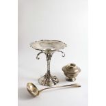 A MIXED LOT:- An early 20th century Art Nouveau epergne, lacking its baskets, inscribed, by G.