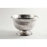 A LATE 20TH CENTURY ROSE BOWL with a turned over rim, and an applied rose flower on one side*, by