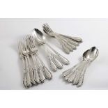A VICTORIAN PART-SET OF GRECIAN PATTERN FLATWARE INCLUDING:- Six table forks, five dessert spoons,