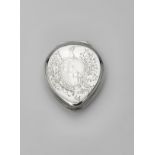 A GEORGE III IRISH SILVER SNUFF BOX tear-drop shaped, shallow with concaved sides and reeded