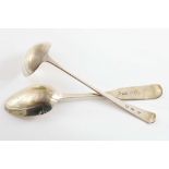 MONTROSE:- An Oar pattern dessert spoon, initialled "GA", by William Mill and an Old English toddy
