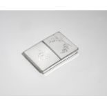 A GEORGE III SILVER DUAL COMPARTMENT SNUFF BOX of shallow rectangular form with reeded borders and