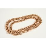 A 9CT. GOLD GRADUATED CURB LINK WATCH CHAIN 48.5cm. long, 102 grams.