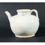 CHINESE QINGBAI EWER, possibly Song/Yuan, of ovoid form under a pale celadon glaze, length 13cm