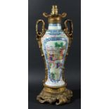 CHINESE FAMILLE ROSE VASE, probably 19th century, of inverted baluster form, enamelled with